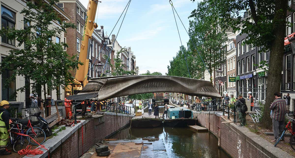 World's first 3D-printed steel bridge opens in Amsterdam