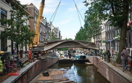 World's first 3D-printed steel bridge opens in Amsterdam