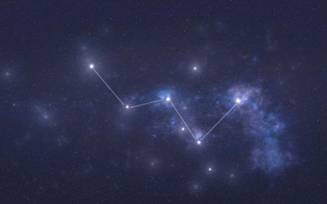2AWA10X Cassiopeia constellation stars in outer space. Cassiopeia constellation lines. Elements of this image were furnished by NASA