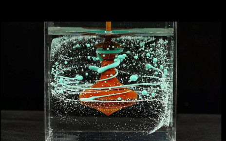 Spectacular liquid fractal generated by a submerged spinning top