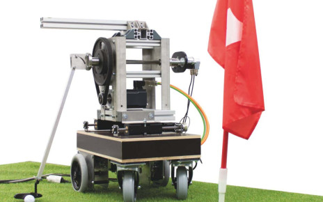 Watch this golf robot navigate to a ball by itself and sink a putt
