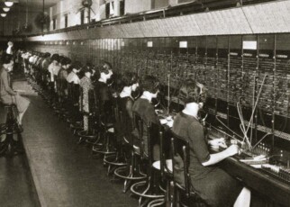 DDYEX8 Inside a New York telephone exchange, USA, early 1930s. Artist: Unknown