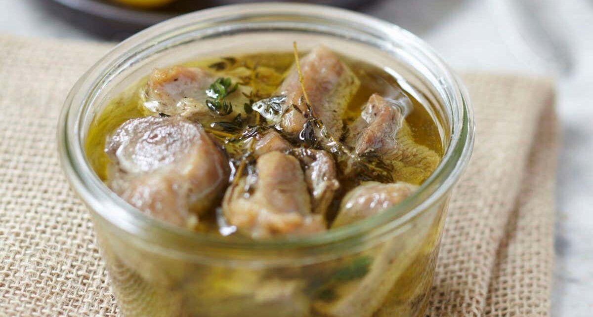 Confit pork with thyme