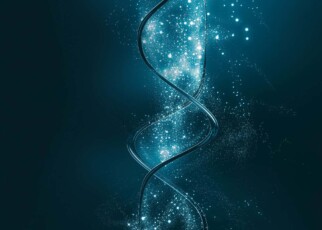 3D abstract dna strands with shine light; Shutterstock ID 1792371352; purchase_order: -; job: -; client: -; other: -