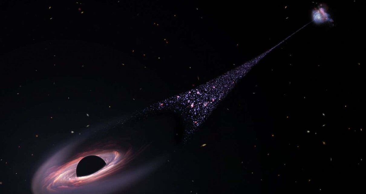 A supermassive black hole is hurtling away from its home galaxy