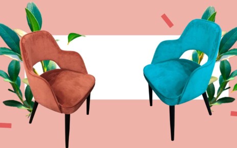 Stylish designer chairs with fresh plants isolated on abstract colorful background. Psychologist consultation. Collage banner design. Copy space. Place to meditate, relax or interview; Shutterstock ID 1692412636; purchase_order: -; job: -; client: -; other: -