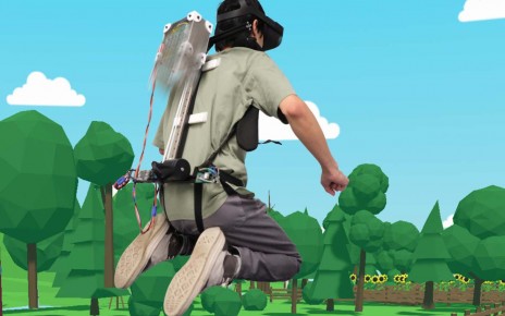 Mechanical backpack boosts the sensation of jumping in virtual reality
