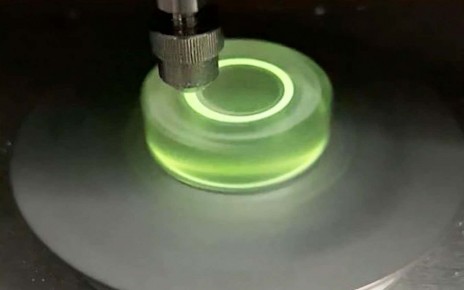 3D-printed material glows green under pressure or friction