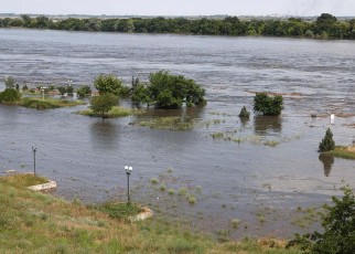 A partially flooded area of Kherson, Ukraine