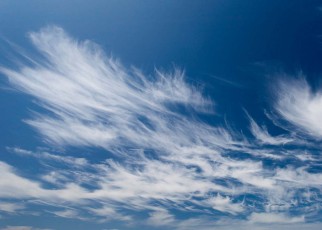 Wispy cirrus clouds in a clear blue sky