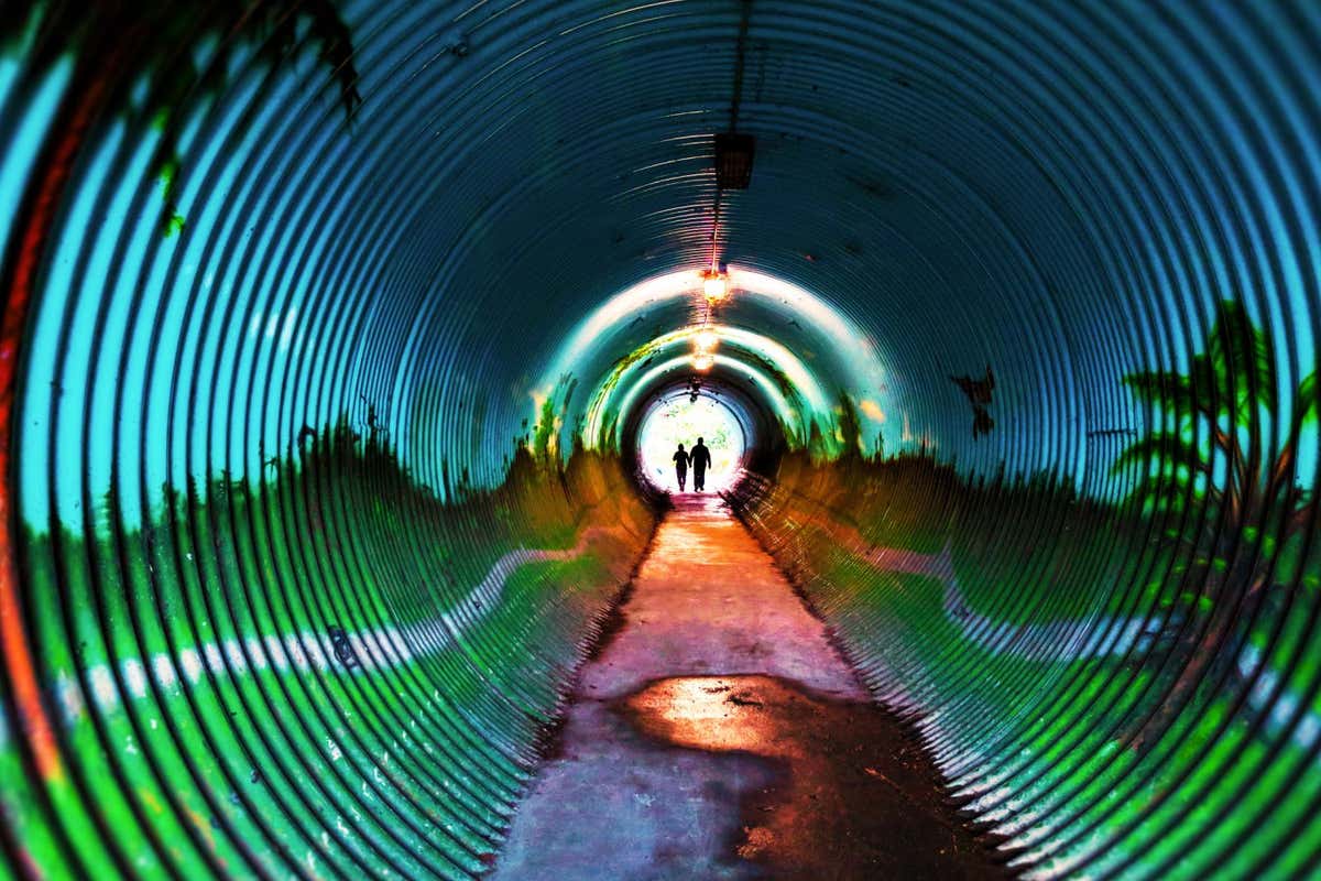 This bright and colorful tunnel is a great place to walk through.
