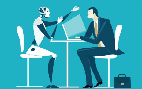 A robot and man in conversation