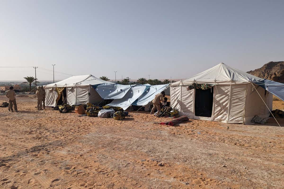 Tents used in the desert to protect from extreme heat in the day