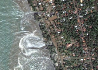 An area of Sri Lanka flooded in 2004 by a tsunami