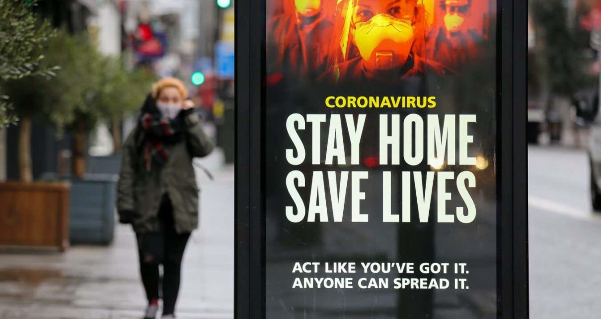 A government covid-19 publicity campaign poster in London in January 2021