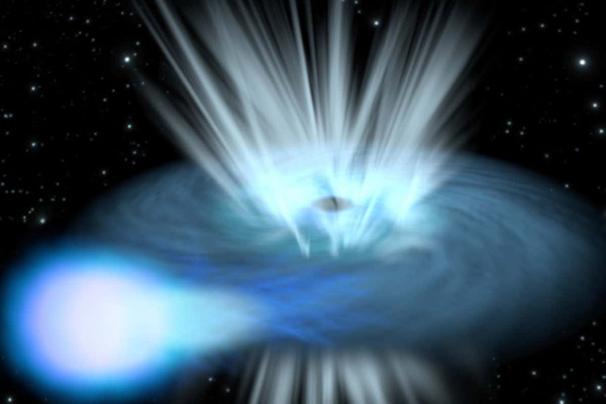 Artists impression of a black hole destroying a nearby star