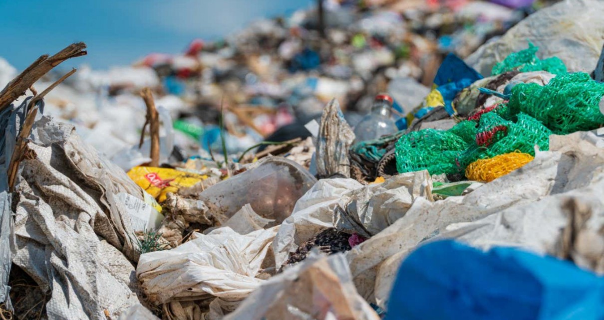 Plastic scrap in landfill