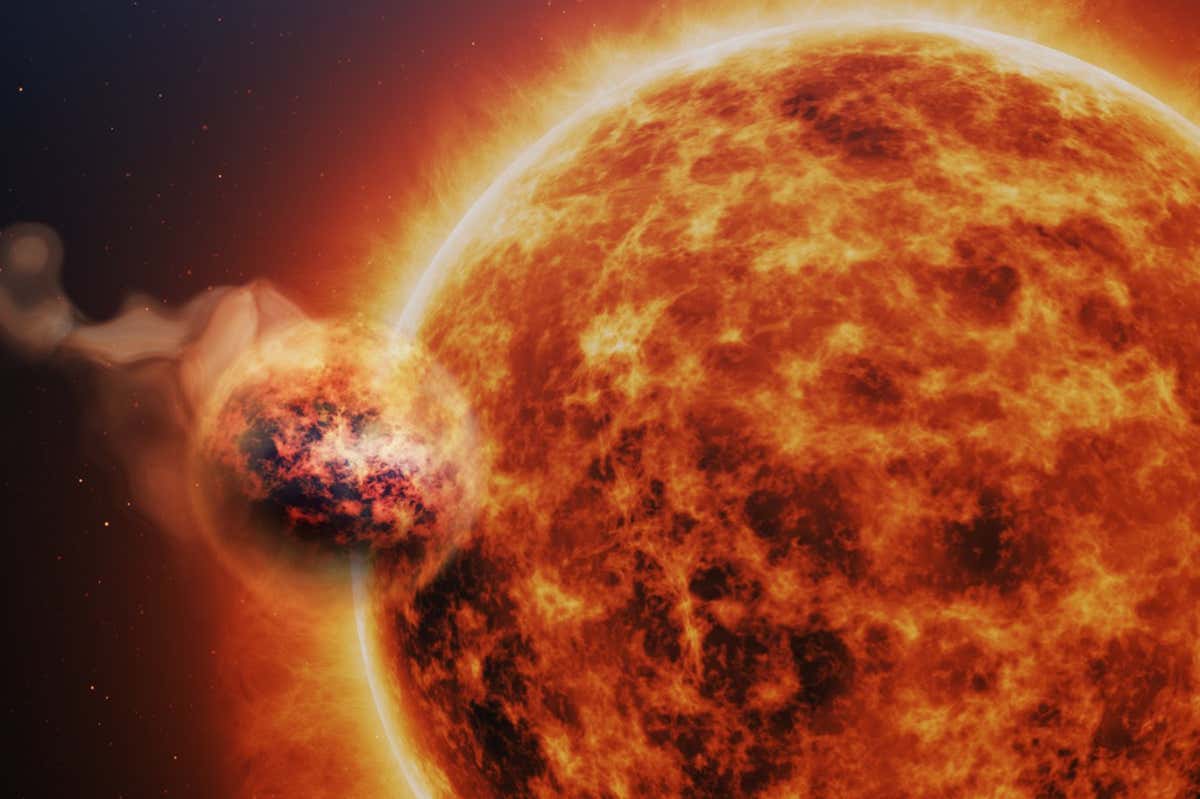 Artist's impression of WASP-107b and its parent star