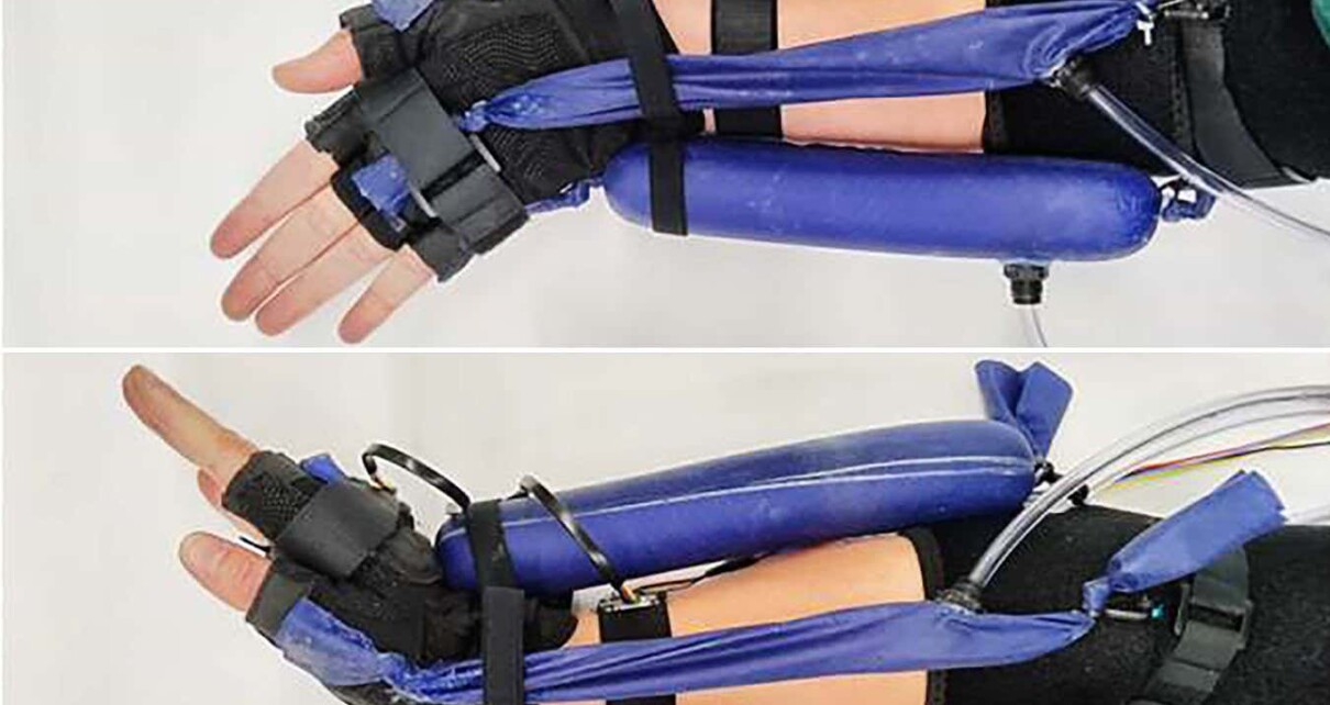 Inflatable exoskeleton could build strength in injured wrists