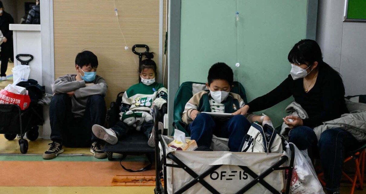 Children being treated at a hospital in Beijing, China, on 23 November