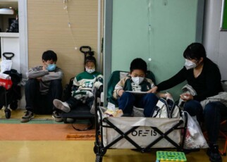 Children being treated at a hospital in Beijing, China, on 23 November