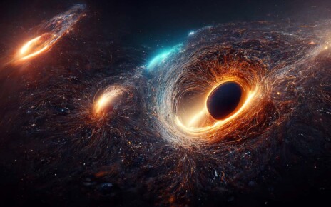 An artist's impression of three merging black holes