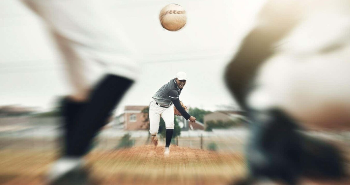 A baseball thrown so fast it is a blur