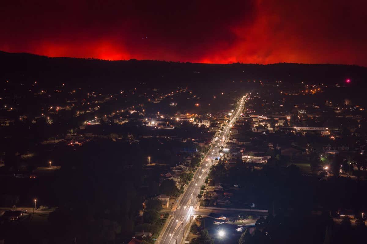 A fire in Tenterfield, New South Wales, Australia, on 1 November - a potential example of extreme weather conditions brought about by climate change