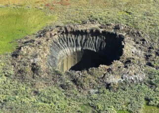 A crater on the Yamal Peninsula, northern Siberia