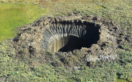 A crater on the Yamal Peninsula, northern Siberia