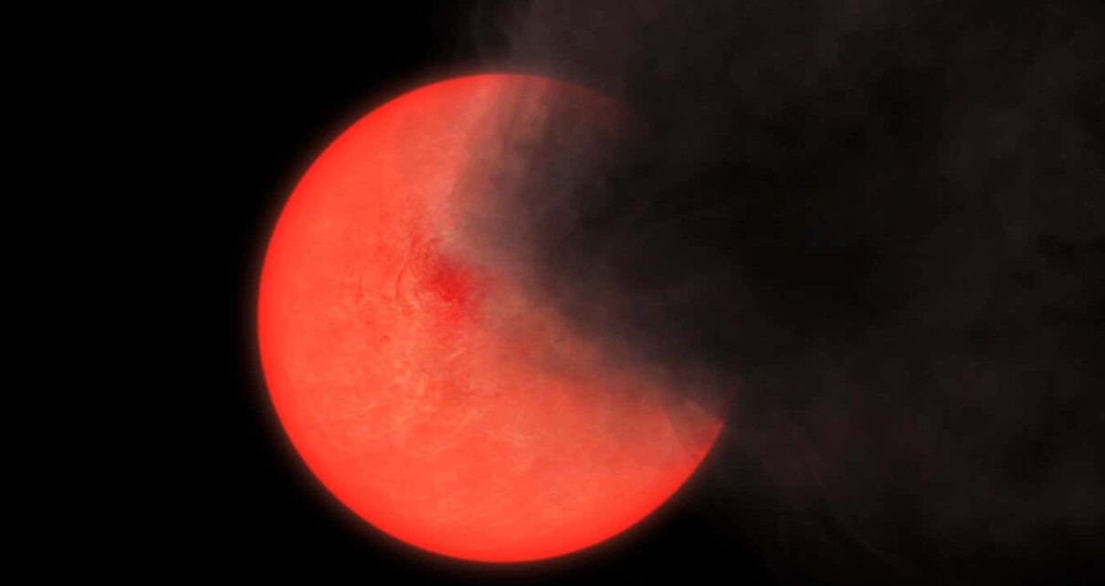 Artist's impression of a cloud of smoke and dust being thrown out by a red giant star