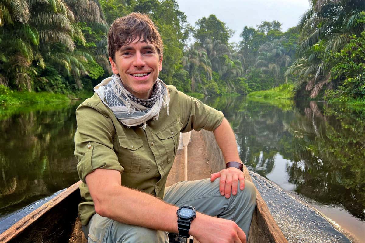 Wilderness with Simon Reeve,FIRST LOOK,Simon Reeve,Simon Reeve in the Congo rainforest.,The Garden,Jonathan Young WARNING: Use of this copyright image is subject to the terms of use of BBC Pictures' Digital Picture Service (BBC Pictures) as set out at www.bbcpictures.co.uk/terms-and-conditions/. In particular, this image may only be published by a registered User of BBC Pictures for editorial use for the purpose of publicising the relevant BBC programme, personnel or activity during the Publicity Period which ends three review weeks following the date of transmission and provided the BBC and the copyright holder in the caption are credited. For any other purpose whatsoever, including advertising and commercial, prior written approval from the copyright holder will be required.