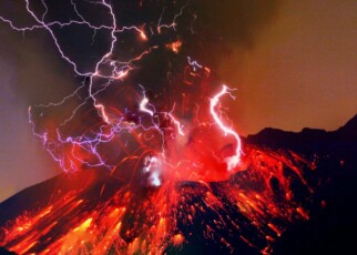 The volcanic lightning that occurs within the ash clouds emitted during some volcanic eruptions could be a source of nitrogen