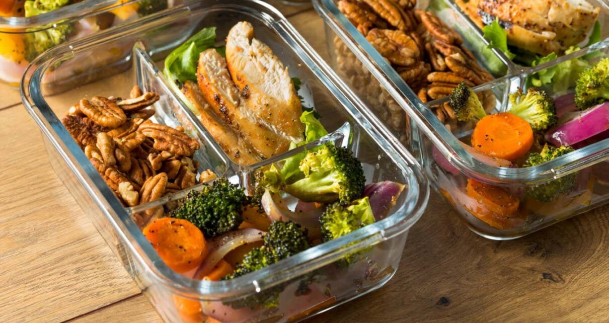Homemade Keto Chicken Meal Prep with Veggies in a Container; Shutterstock ID 1168866715; purchase_order: -; job: -; client: -; other: -