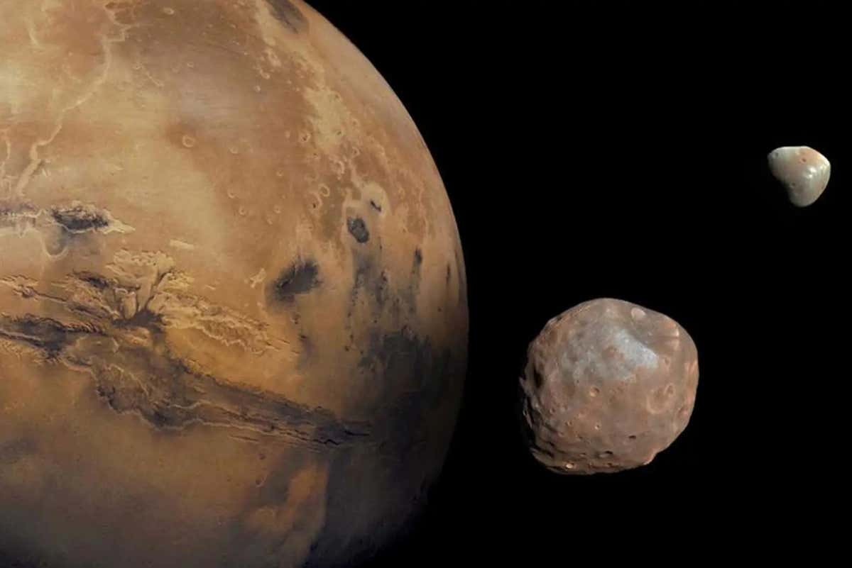 Mars and it's two moons, Phobos and Deimos