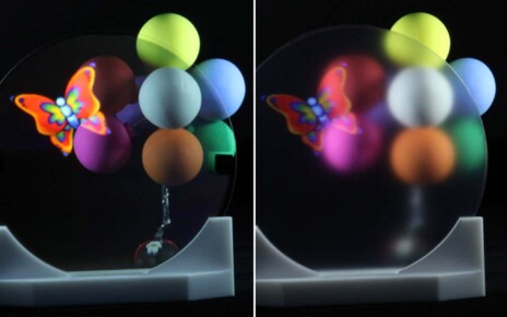 Gold flecks make super-transparent glass fully opaque from one side
