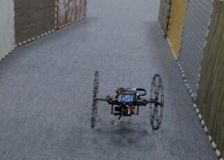 Flying drone can roll on the ground to save energy over long distances