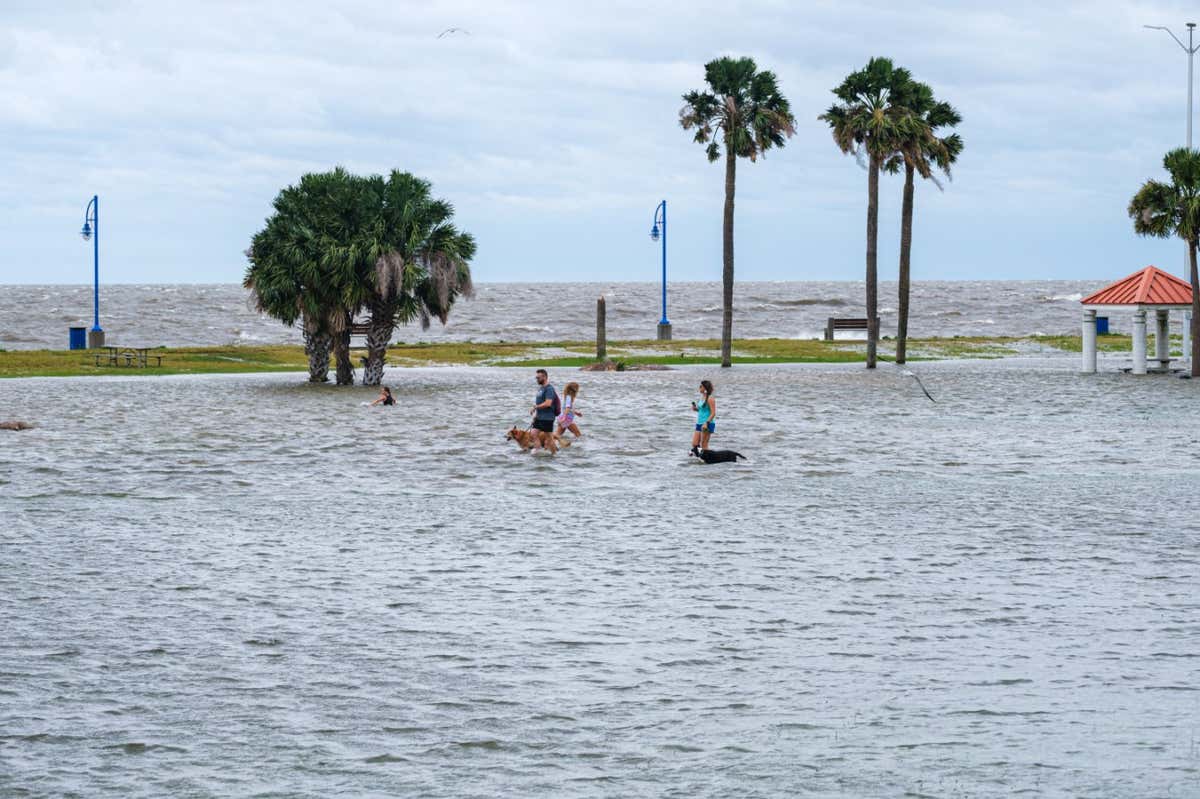 Floods in New Orleans after a storm surge from Hurricane Sally in 2020